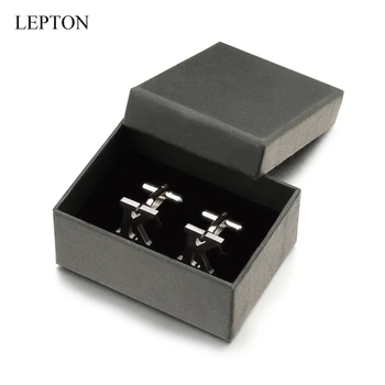 Lepton Nehrdzavejúcej ocele Listov K manžetové gombíky pre Pánske Čierno-Striebornej Farbe Listov K abecedy manžetové Tričko Mužov Putá Tlačidlo