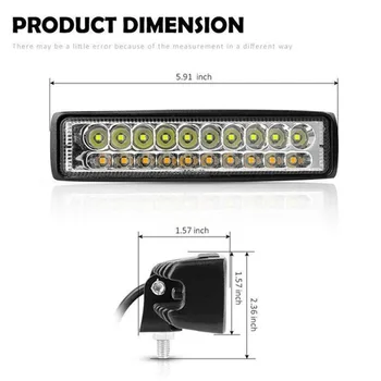6Inch 60W LED Pracovné Svetlo Bar Pozornosti Jazdy Hmlové Svietidlo pre 4x4 Truck Auto Dual Color White & Amber auto príslušenstvo