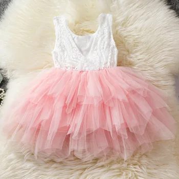 Baby Girl Dress Strana 1 Rok Narodeniny Šaty Čipiek, Bavlny Krst Vestido Infantil Tylu Svadobné Šaty Biele Krstu Oblečenie