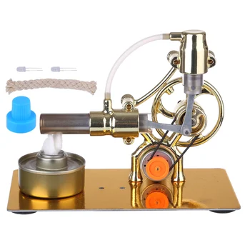 L-Typ Jedno-Valec Stirling Motor Generátor Model Veda Experiment Vzdelávacie Hračka S LED Diódou Pre Deti - Zlatá
