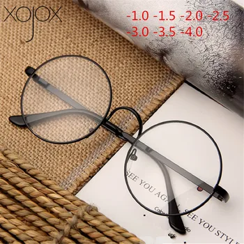 XojoX 0 -1.0-1.5-2.0-2.5-3.0-4.0 Modré Svetlo Okuliare Ženy Muži Okolo Hotové Krátkozrakosť Okuliare Unisex Vintage Nearsighted Okuliare