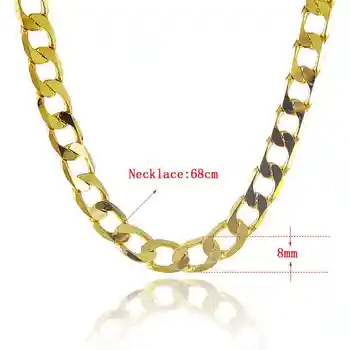 KITEAL Darček k Narodeninám 24k zlata farba náhrdelník pre mužov 8MM 68 cm dlhé reťazce pre mužov maxi náhrdelník šperky
