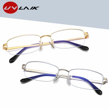 UVLAIK Anti-modré svetlo Semi-bez obrúčok business okuliare, rám pre mužov, ženy, Luxusné Značky dizajn Ultra hliníkový rám Unisex UV400