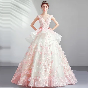 Je to Yiiya Svadobné Šaty Ružové Sexy bez Rukávov večerné Šaty Elegantné Crystal Plus Veľkosť Milú Vestido De Novia 2019 E605
