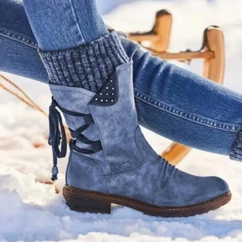 2021 Ženy Zimné Topánky Polovici Teľa Čižmy Ženské stehná vysoké topánky, Teplé Vysokej Kvality Botas Mujer Plus Veľkosť