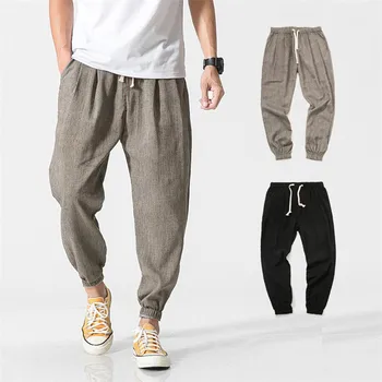Značka pánske plátené nohavice hárem nohavice pánske fitness nohavice 2019 lete mužov bežné nohavice voľné priedušná pohodlné nohavice
