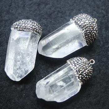 1PC príroda white crystal prívesky s rhinstone pásky čisto biela, crystal boh náhrdelník, takže prívesky, veľkosť 40-45mm, dĺžka