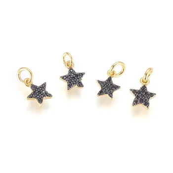 1pc Mosadz Micro Pave Cubic Zirconia Charms Srdce/Star Tvar Zlaté Očarujúce Prívesky pre DIY Náhrdelník Náramky Náušnice Šperky