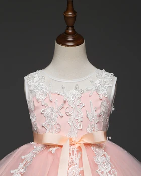 ANGELSBRIDEP Ružový Kvet Dievča Šaty Čipky Nášivka Koleno Dĺžke Komunikácie Šaty Na Ples Večerné Šaty vestidos de comunion