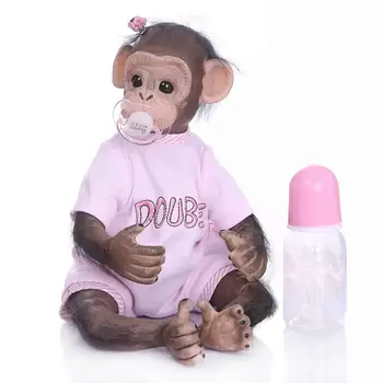 Nový Štýl Baby Doll Hračka Opice Látkové Telo Silikónové 40 cm Mäkké Realistické Reborn Bábiky Cosplay Opíc Deti Darček