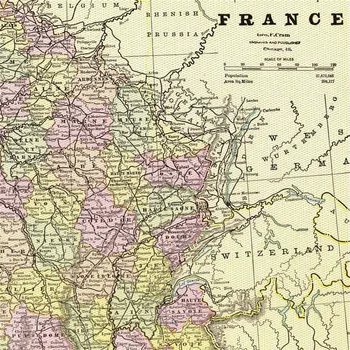 National Geographic Mapu Francúzska Vintage Štýl Politickej Obrázok Plátno Tlačiť Nálepky na Stenu Jasné Medzinárodné Hranice