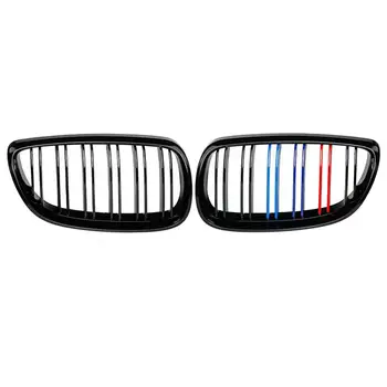 Pár Lesk Matnej Čiernej farbe M-farba dvojriadkový Prednej Mriežky Obličiek Gril Pre BMW E92 E93 M3 328i 335i 2Door 2010-2013 Auto Styling