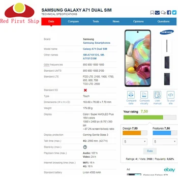 10Pcs/veľa Pre Samsung Galaxy A71 A715 SM-A715F/DS Dotykový Panel Predné Vonkajšie A71 LCD displej, Sklenený Objektív S Dutým OCA Lepidlo