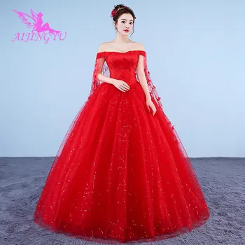 AIJINGYU 2021 dievča Prispôsobené new horúce predaj lacné plesové šaty, čipky späť formálne nevesta šaty svadobné šaty WK406