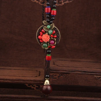 Ručne pletená Móda vintage náhrdelník ,lapis kvety ženy coper leaf šperky,Nové etnické náhrdelník prírody kamene náhrdelník