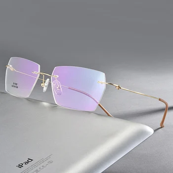 Zliatiny bez obrúčok Okuliare, Rám Muži Ženy Ultralight Optické Rámy Predpis Predstavenie Frameless Glasse okuliare