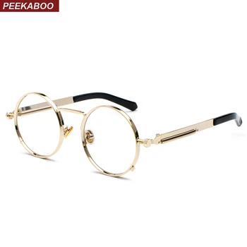 Peekaboo vintage steampunk okuliare kolo mužov zlato módne retro kolo kruhu kovový rám okuliare rám pre ženy unisex
