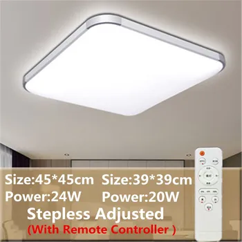 Stmievateľné LED Stropné svietidlo 24W Moderné Lampy Námestie Flush Mount Zariadenie Osvetlenie S Diaľkovým pre Obývacia Izba, Spálňa Štúdia Balkón