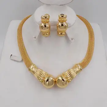 Vysoká Kvalita Taliansko 750 Zlatá Farba Šperky Set Pre Ženy, afriky korálky jewlery módne necklcace nastaviť náušnice etiópskej šperky