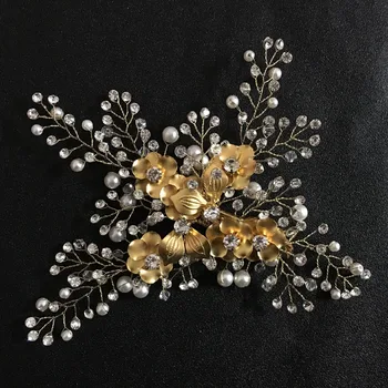 SLBRIDAL Káblové Crystal Kamienkami Kvet, List Svadobné Vlasy Klip Barrettes Svadobné doplnky do Vlasov Družičky Ženy Šperky