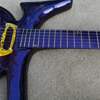 Vlastné gitara,láska symbol tvar tela, kovové fialová farba,1201 model,zlaté kovanie,6 strún,doprava zdarma