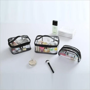SHUSHIRUO PVC Transparentné Kozmetické Tašky Žien cestovné Nepremokavé Jasné, Umývanie Organizátor Puzdro Krásy make-up Prípade Príslušenstvo 3KS