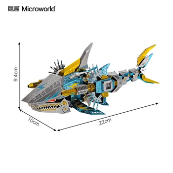 Microworld 3D Kovov Puzzle Deep sea Tigershark D012 DIY 3D Laser Cut Zostaviť Hračky Pre Audit