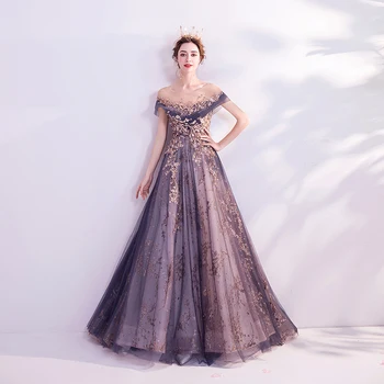 2021 Nové Banquet Elegantné Večerné Šaty Lopatka Flitrami Appliques Podlahy-dĺžka Dlho Prom Formálne Šaty Vestidos De Noche