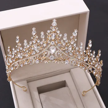 KMVEXO Barokový Vintage Luxusné Royal Queen Kráľ Crystal Svadobné Koruny Svadobné Tiara Korún Diadem Nevesta Strana Večer Vlasy, Šperky